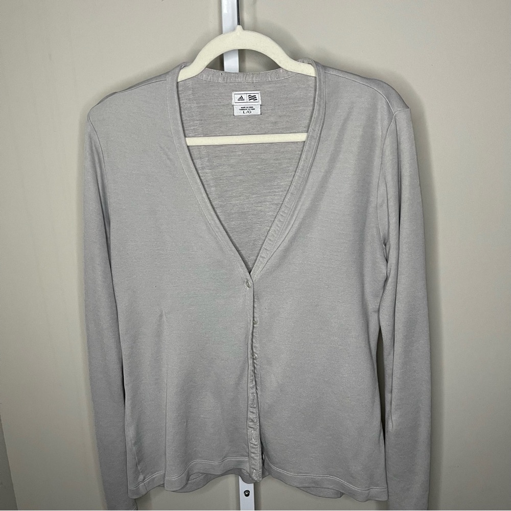 Adidas Gray Lightweight Button Front Cardigan Size L